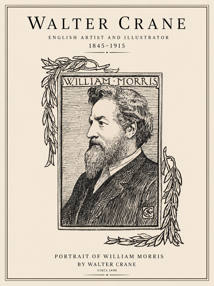 Walter Crane Portrait of William Morris No1 - Affiche