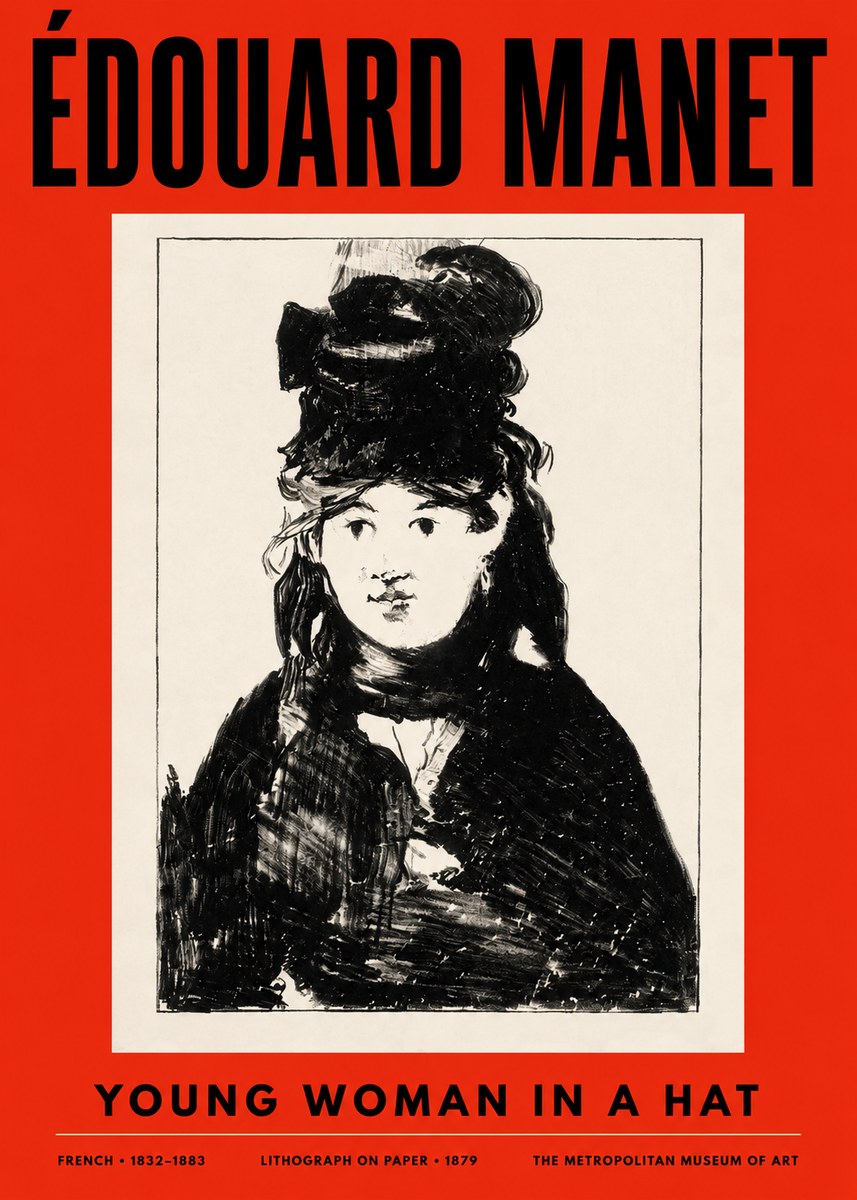 Édouard Manet Young Woman in a Hat II No2 - Affiche