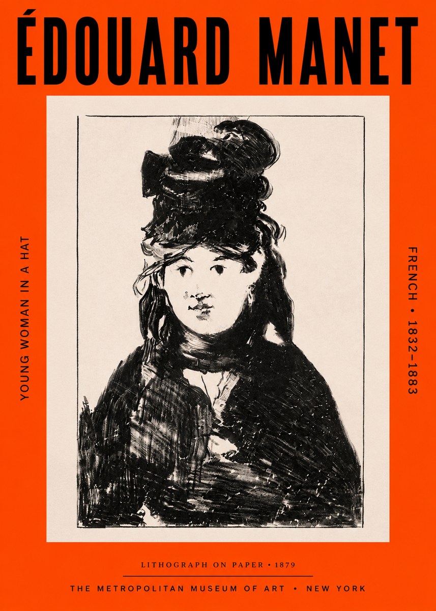Édouard Manet Young Woman in a Hat II No3 - Affiche
