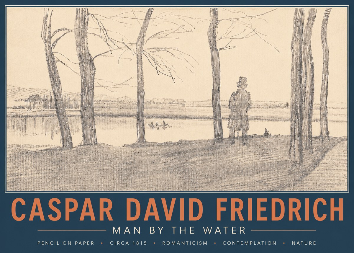 Caspar David Friedrich Man by the Water No4 - Affiche