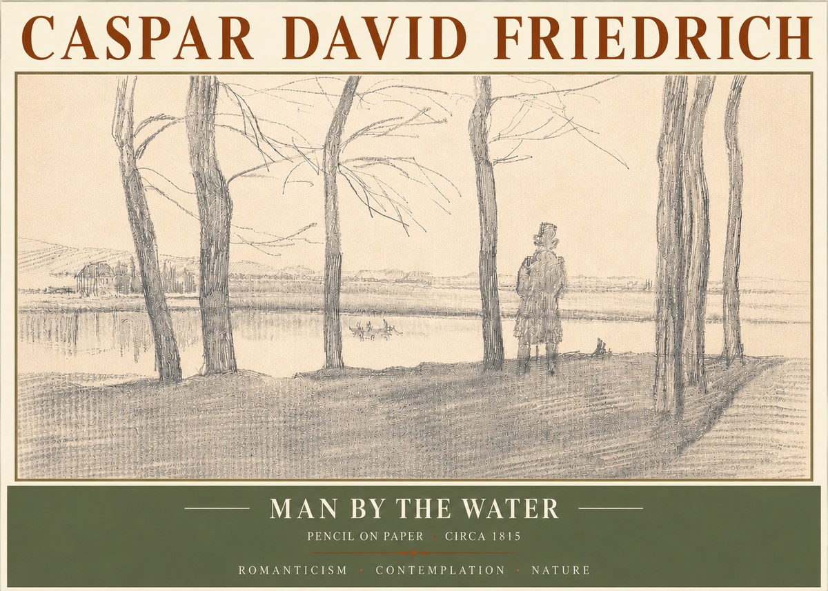 Caspar David Friedrich Man by the Water No5 - Affiche