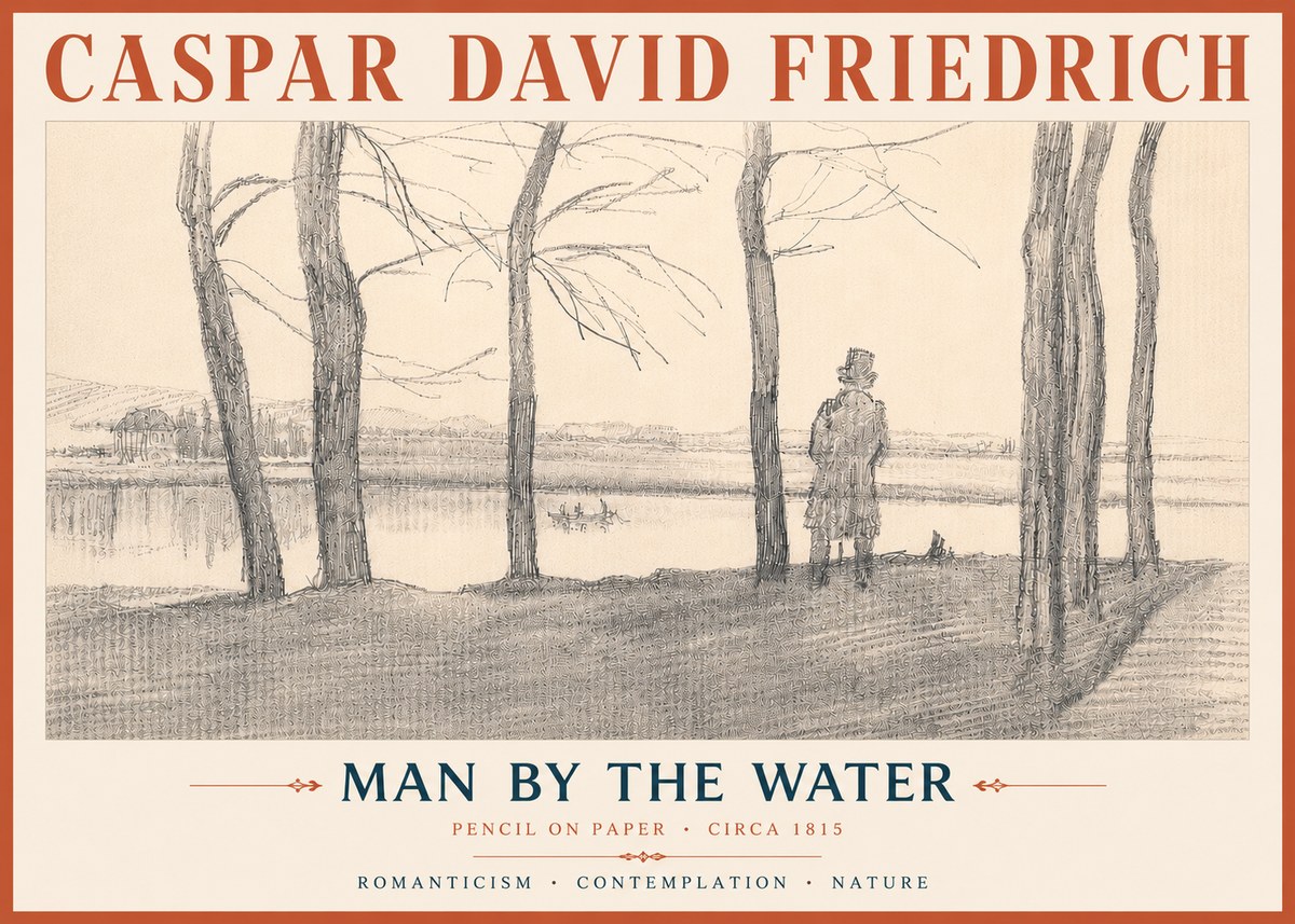 Caspar David Friedrich Man by the Water No6 - Affiche
