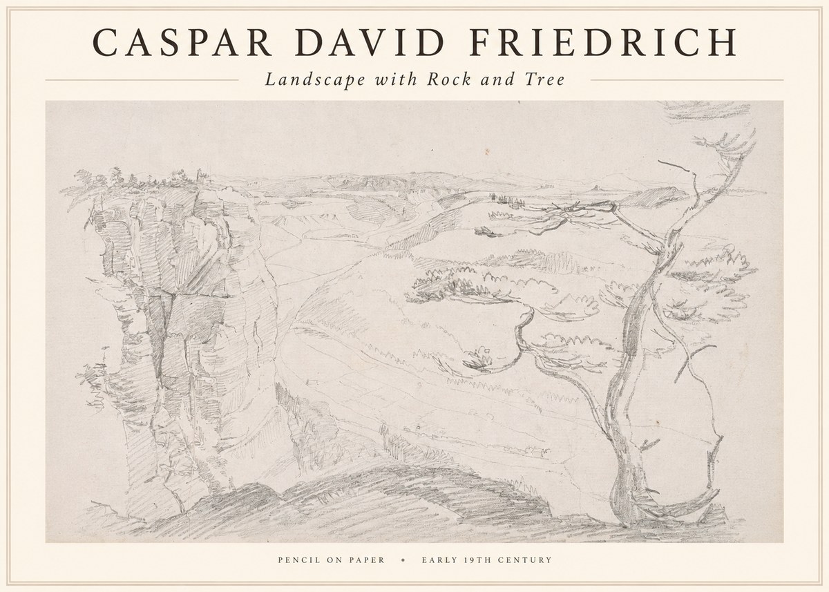Caspar David Friedrich Landscape with Rocks and a Tree No4 - Affiche