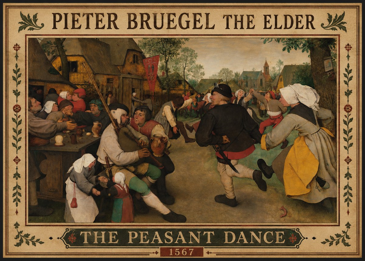 Pieter Bruegel The Peasant Dance II No1 - Affiche