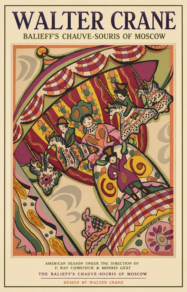 Walter Crane Balieff's Chauve-souris of Moscow No2 - Affiche