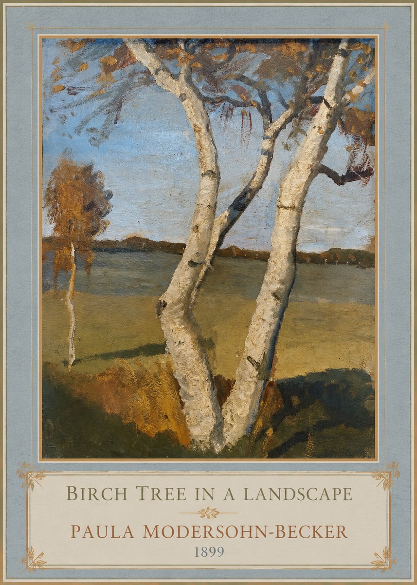 Paula Modersohn-Becker Birch Tree in a Landscape No1 - Affiche