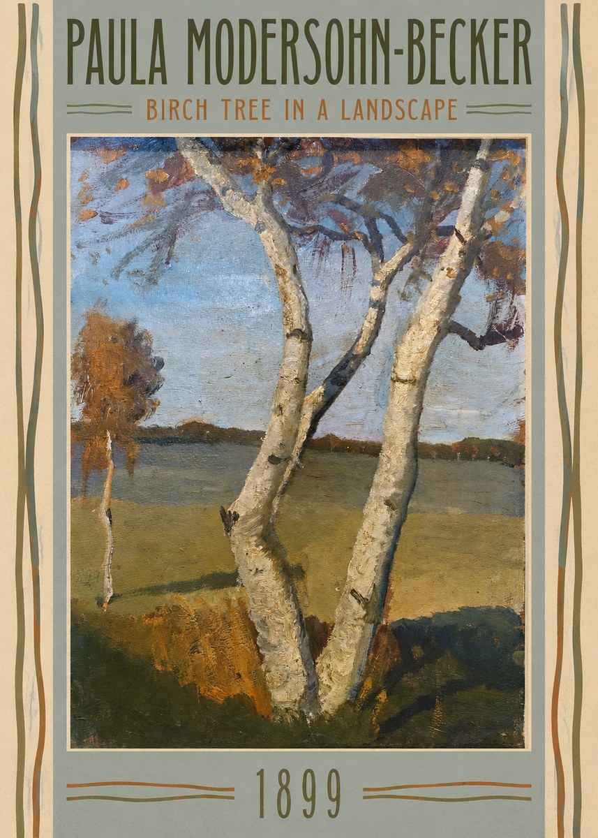 Paula Modersohn-Becker Birch Tree in a Landscape No3 - Affiche