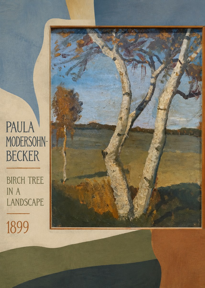 Paula Modersohn-Becker Birch Tree in a Landscape No4 - Affiche