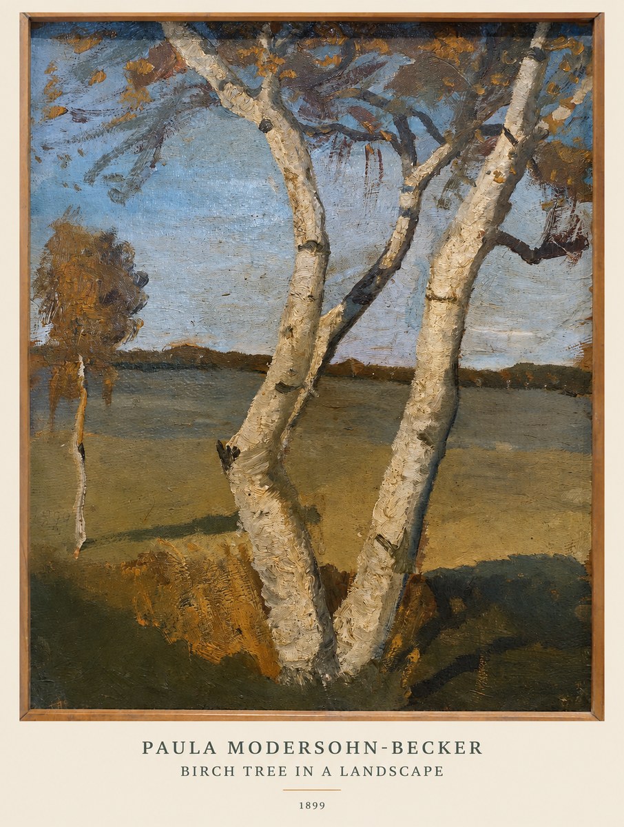 Paula Modersohn-Becker Birch Tree in a Landscape No6 - Affiche