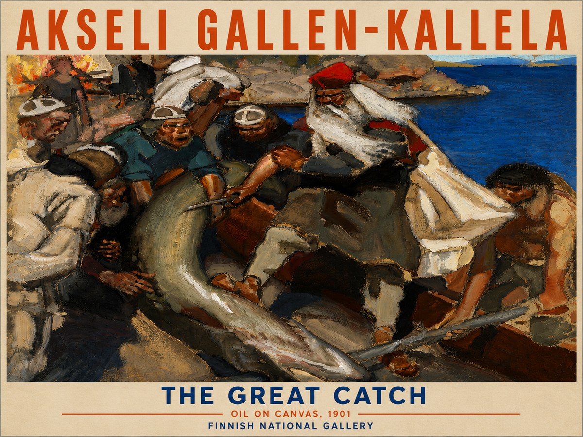 Akseli Gallen-Kallela The Great Catch No6 - Affiche