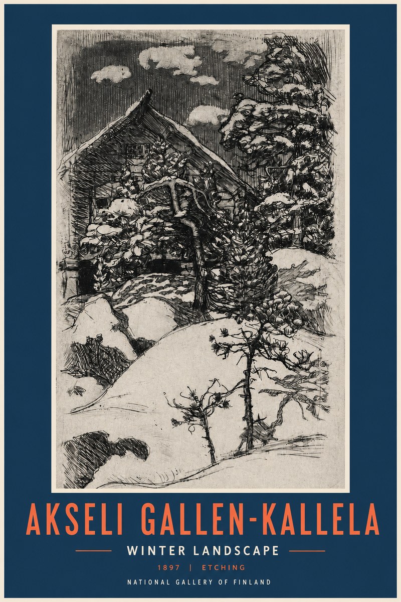 Akseli Gallen-Kallela Winter Landscape I No2 - Affiche