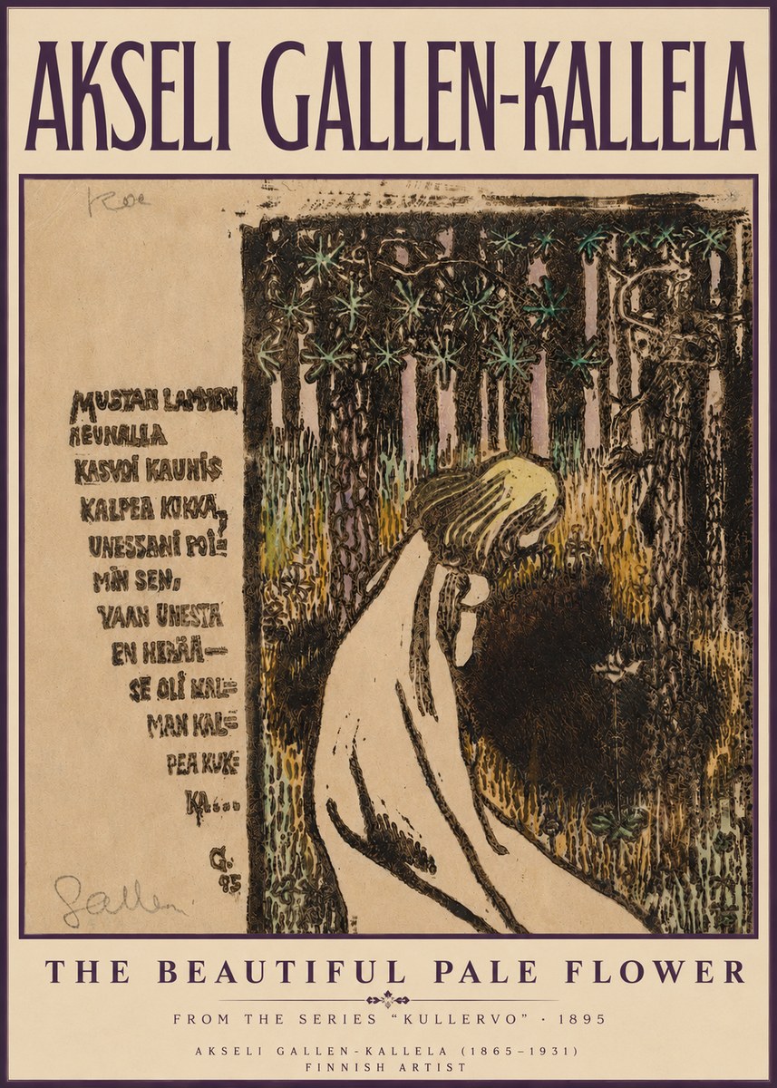 Akseli Gallen-Kallela The Beautiful Pale Flower No3 - Affiche