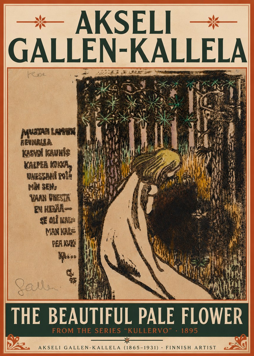 Akseli Gallen-Kallela The Beautiful Pale Flower No4 - Affiche