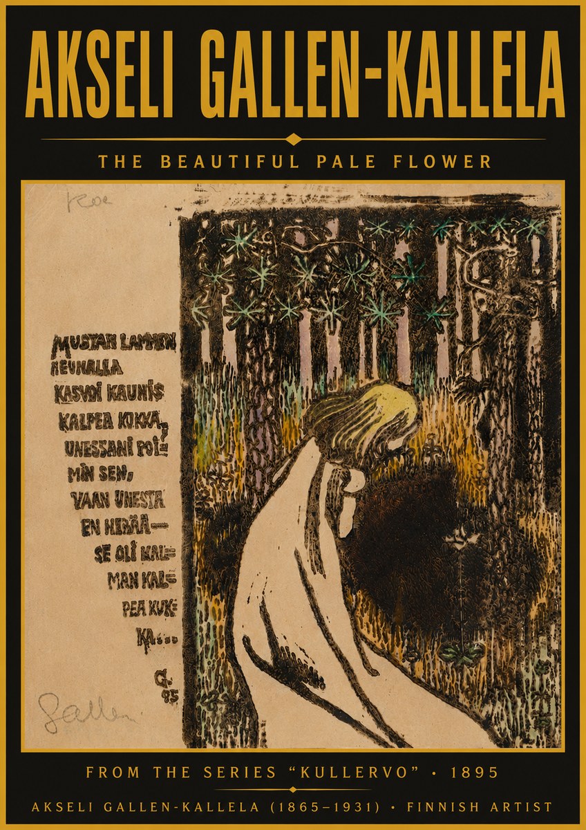 Akseli Gallen-Kallela The Beautiful Pale Flower No5 - Affiche