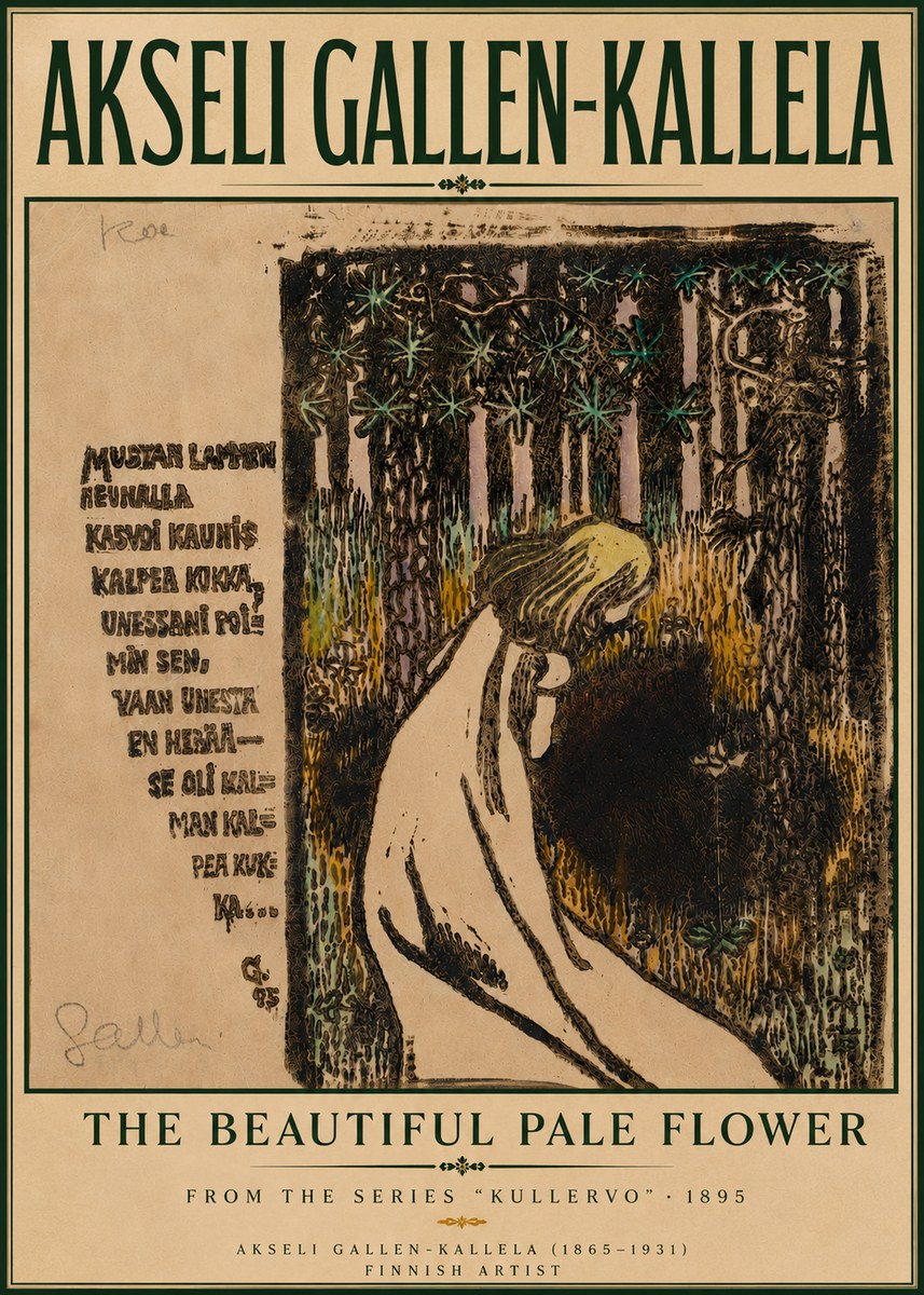 Akseli Gallen-Kallela The Beautiful Pale Flower No6 - Affiche