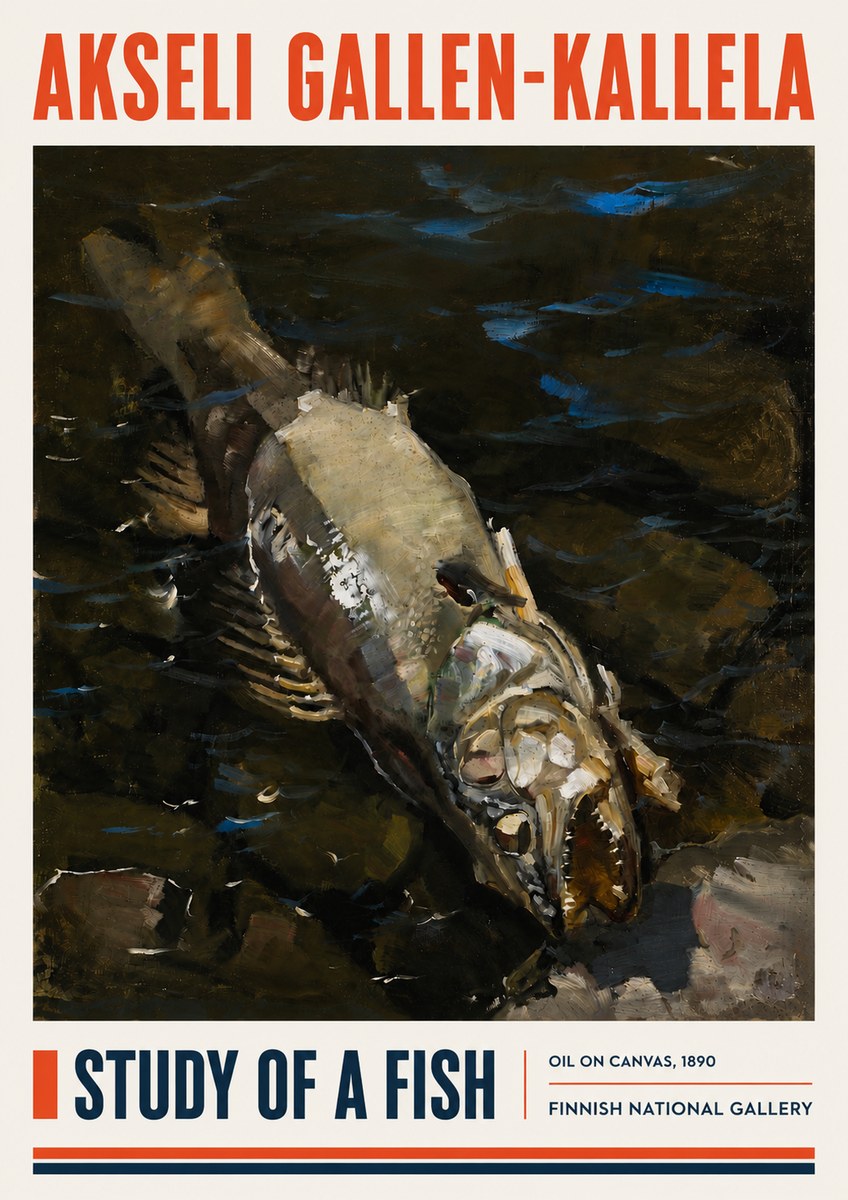 Akseli Gallen-Kallela Study of a Fish No4 - Affiche