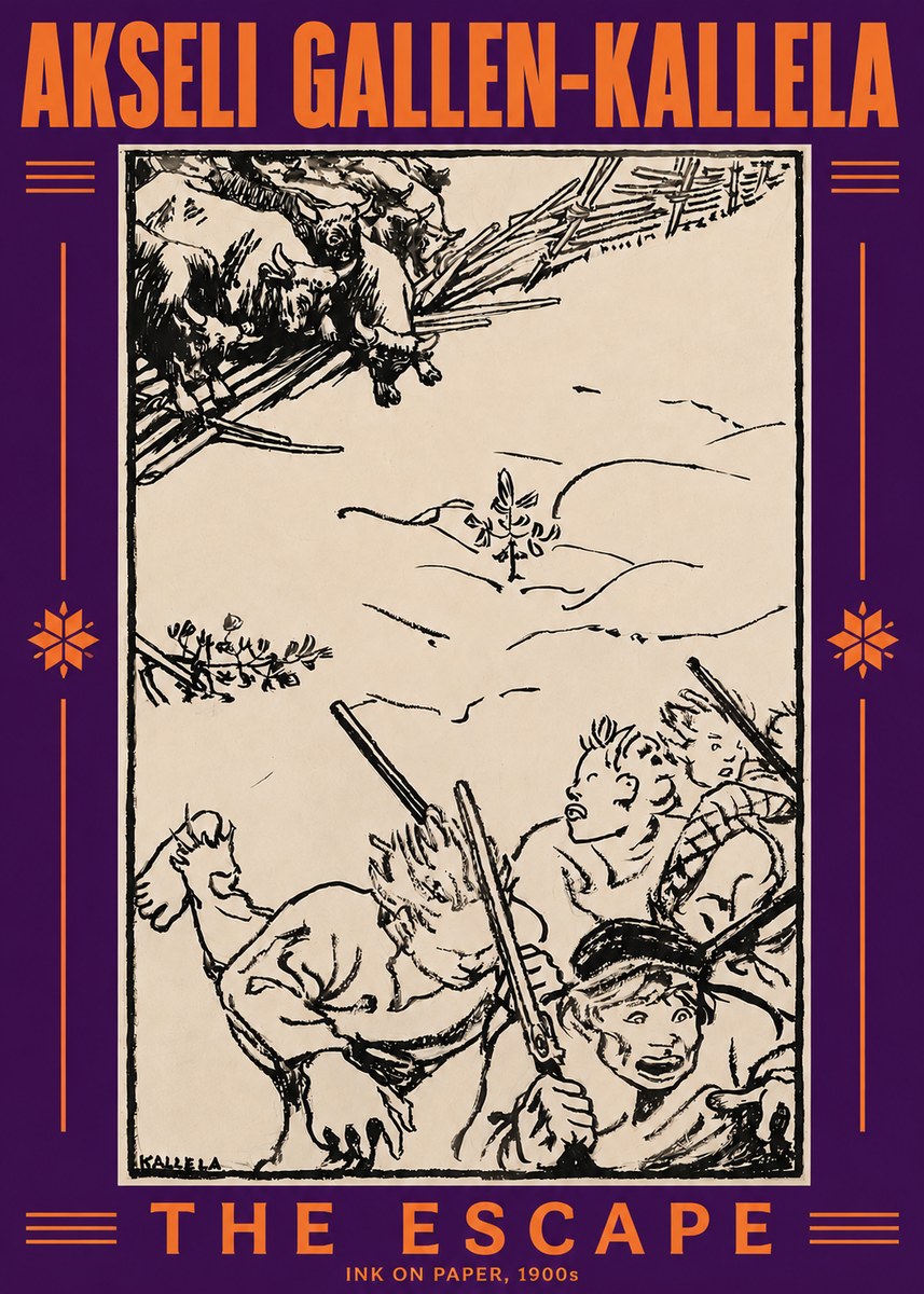 Akseli Gallen-Kallela The Escape No5 - Affiche