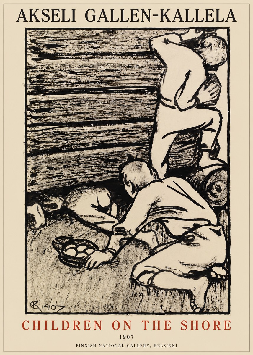 Akseli Gallen-Kallela Children on the Shore No1 - Affiche