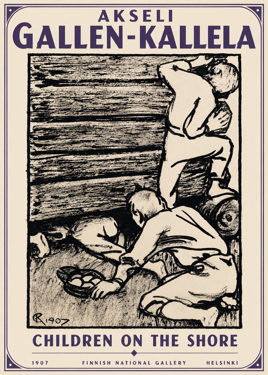 Akseli Gallen-Kallela Children on the Shore No5 - Affiche