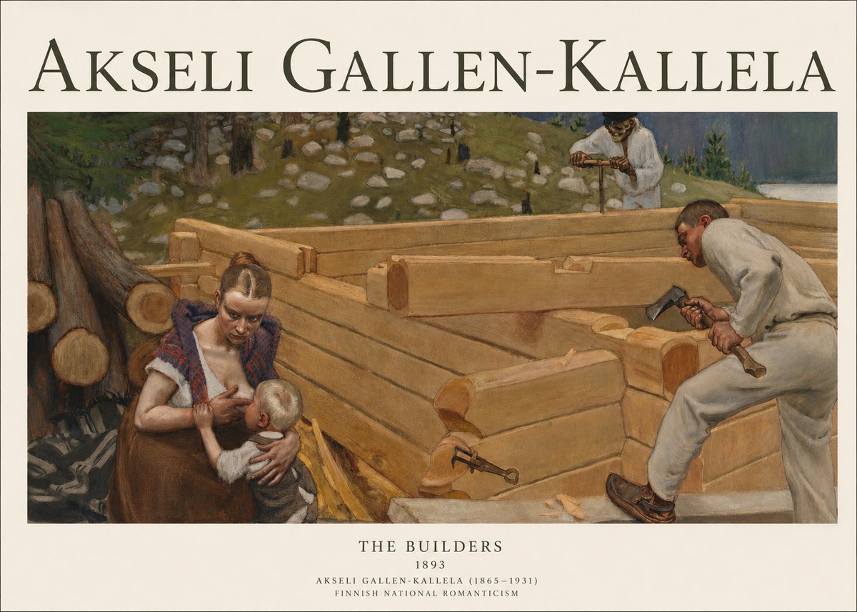 Akseli Gallen-Kallela Building a Home No3 - Affiche