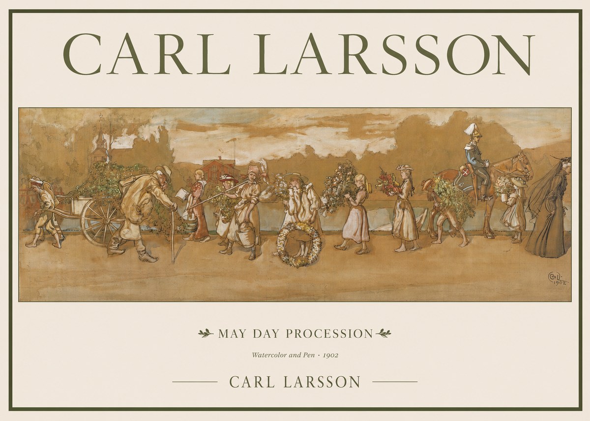 Carl Larsson May Day Procession No1 - Affiche
