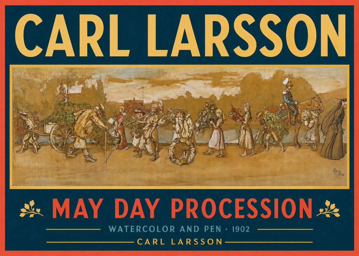 Carl Larsson May Day Procession No2 - Affiche