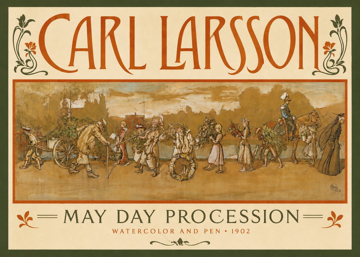Carl Larsson May Day Procession No4 - Affiche