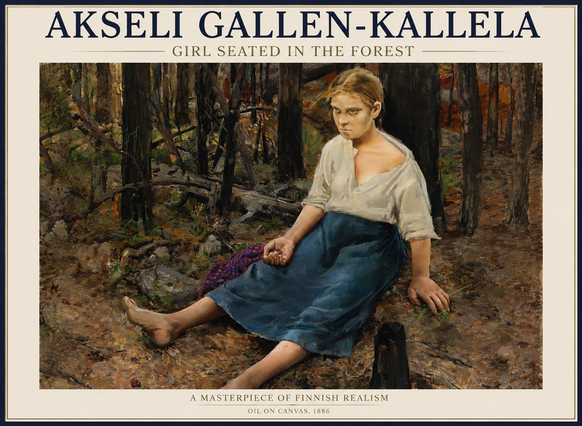 Akseli Gallen-Kallela The Little Berry Picker No5 - Affiche