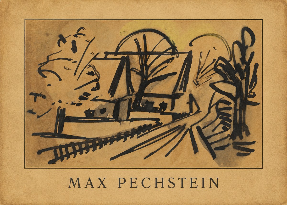 Max Pechstein Abstract Village Landscape No3 - Affiche