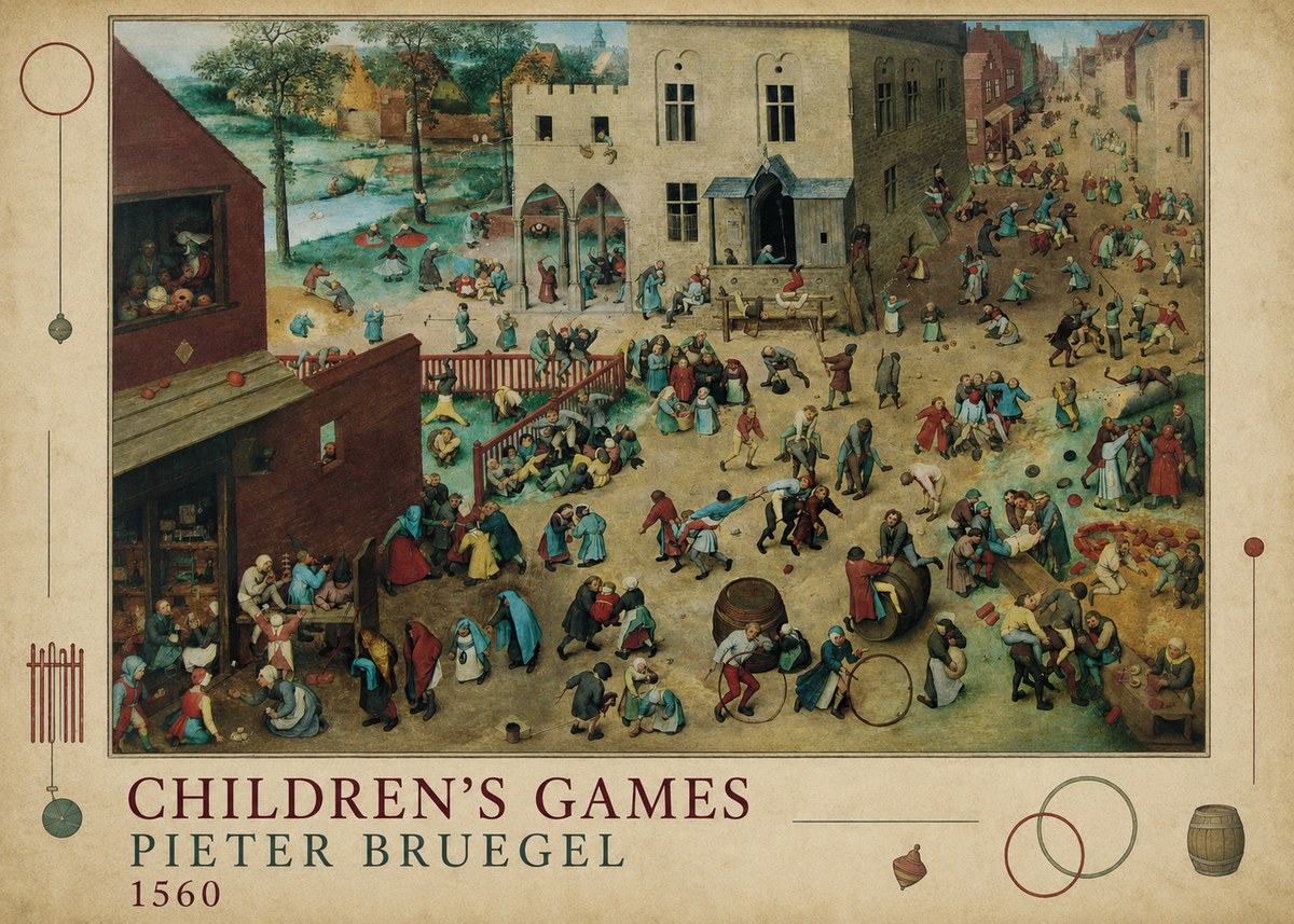 Pieter Bruegel Children's Games III No4 - Affiche