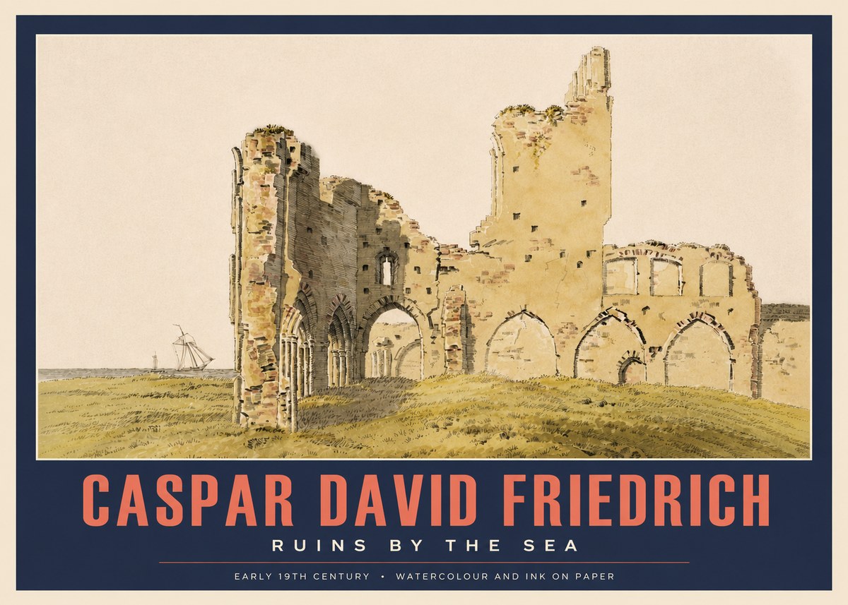 Caspar David Friedrich Ruins by the Sea No3 - Affiche