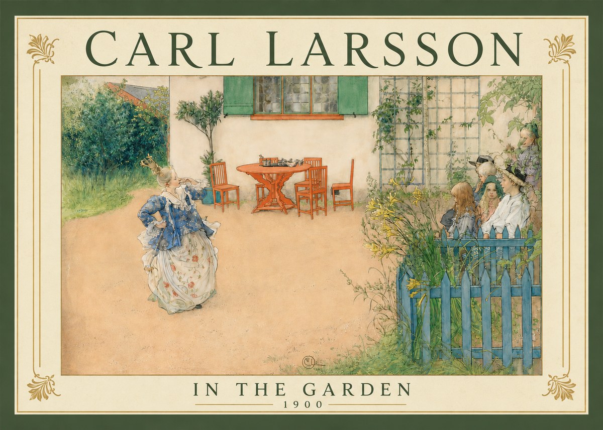 Carl Larsson In the Garden No4 - Affiche