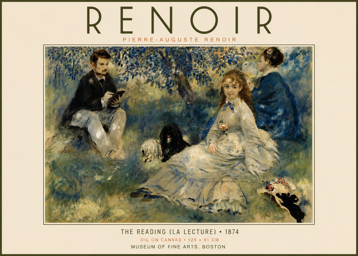 Renoir The Reading (La Lecture) No6 - Affiche