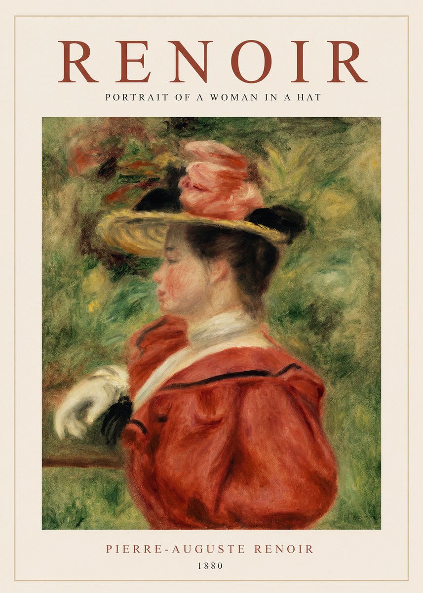 Renoir Portrait of a Woman in a Hat No1 - Affiche
