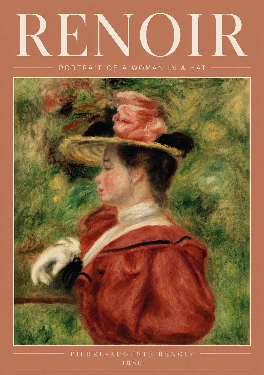 Renoir Portrait of a Woman in a Hat No4 - Affiche