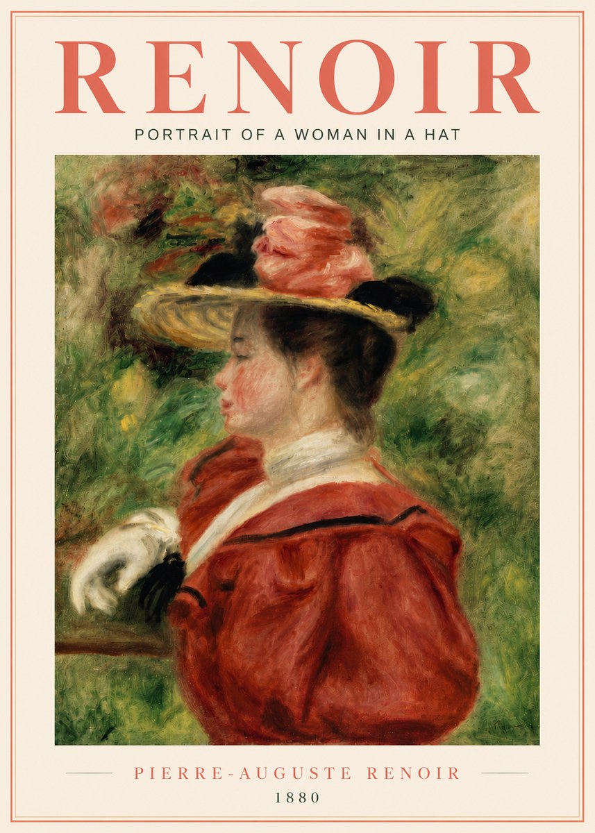 Renoir Portrait of a Woman in a Hat No6 - Affiche