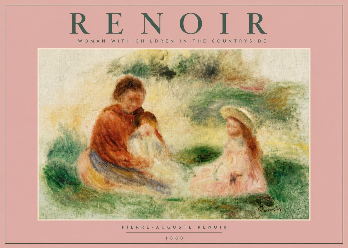Renoir Woman with Children in the Countryside No4 - Affiche