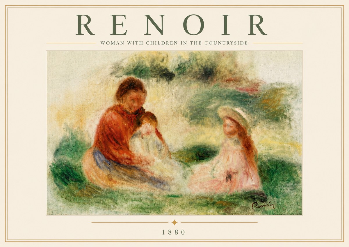 Renoir Woman with Children in the Countryside No5 - Affiche