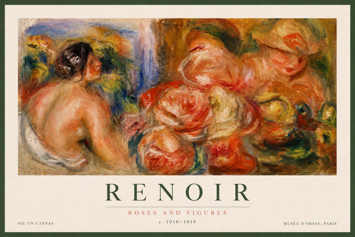 Renoir Roses and Figures No2 - Affiche