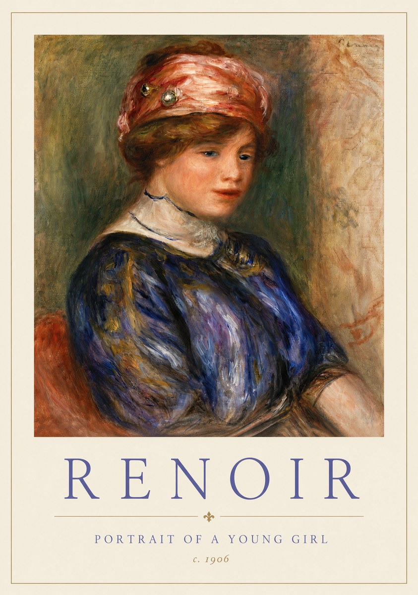 Renoir Portrait of a Young Girl II No3 - Affiche