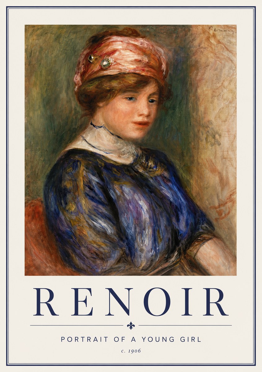Renoir Portrait of a Young Girl II No4 - Affiche