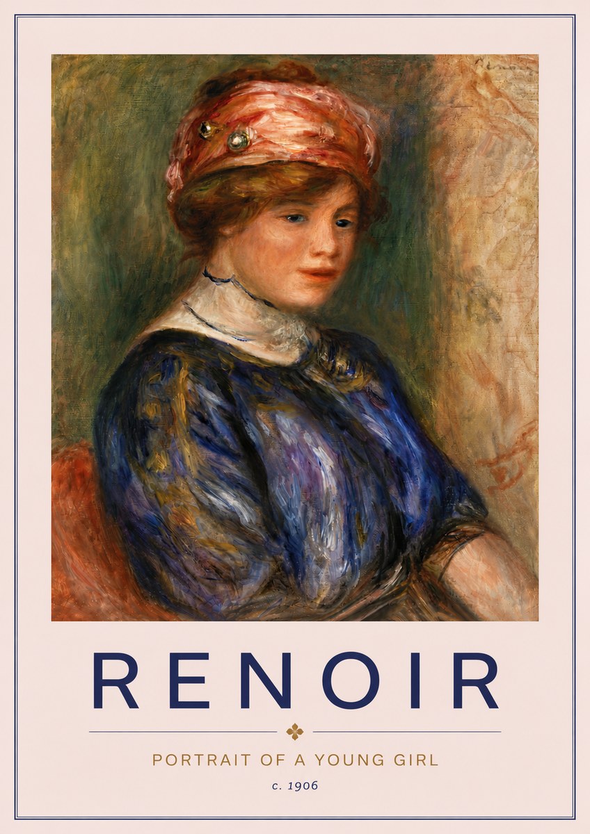 Renoir Portrait of a Young Girl II No6 - Affiche