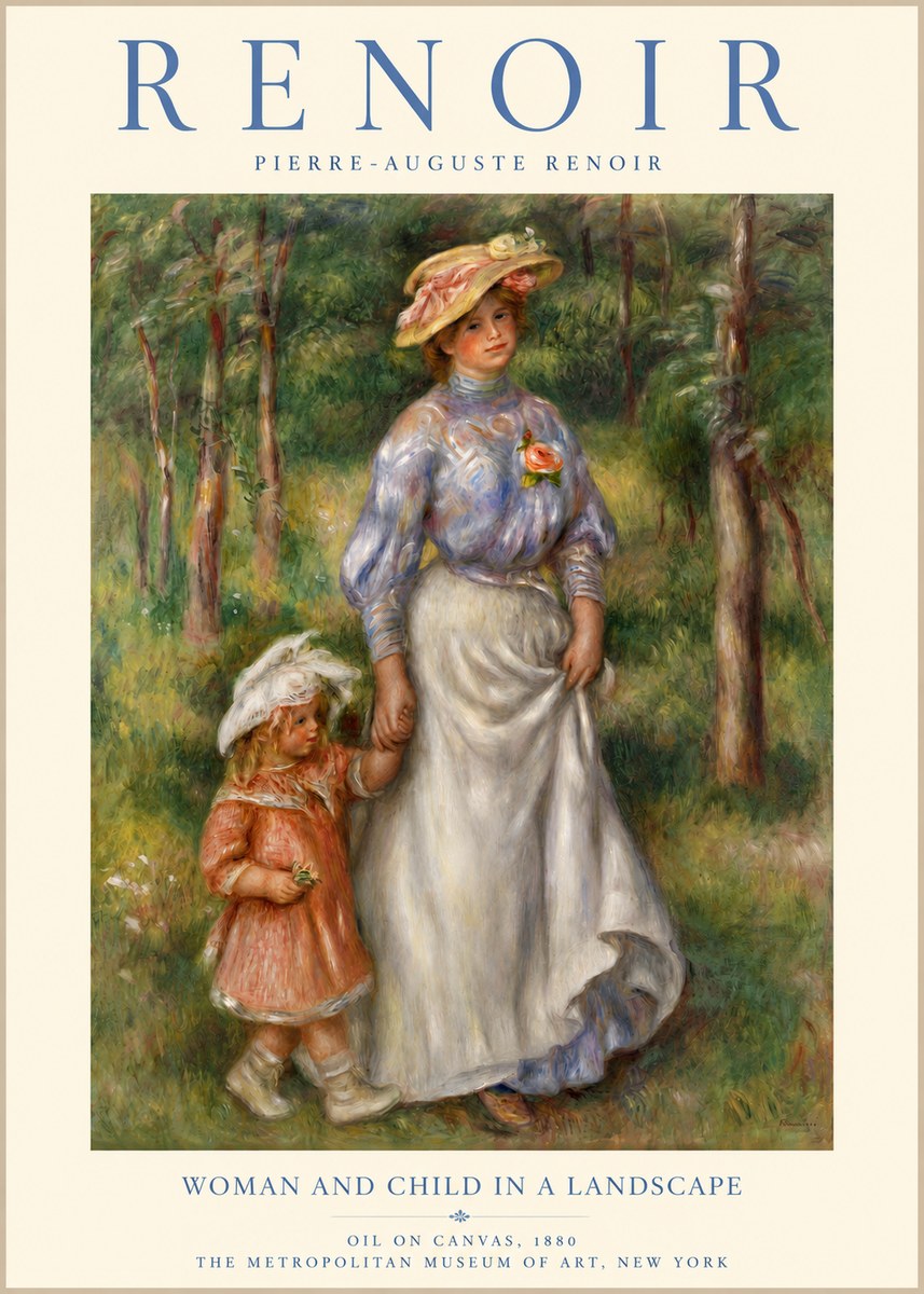 Renoir Woman and Child in a Landscape I No3 - Affiche