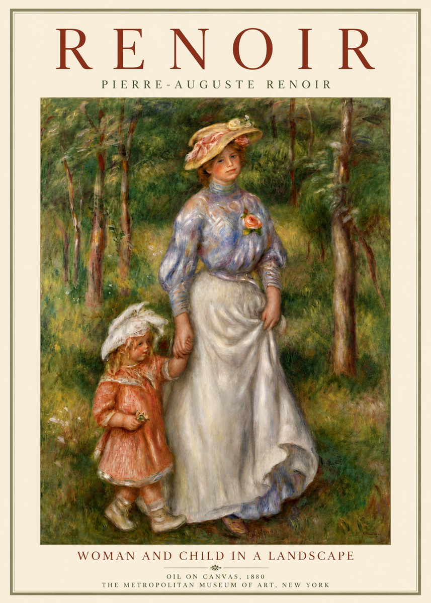 Renoir Woman and Child in a Landscape No6 - Affiche
