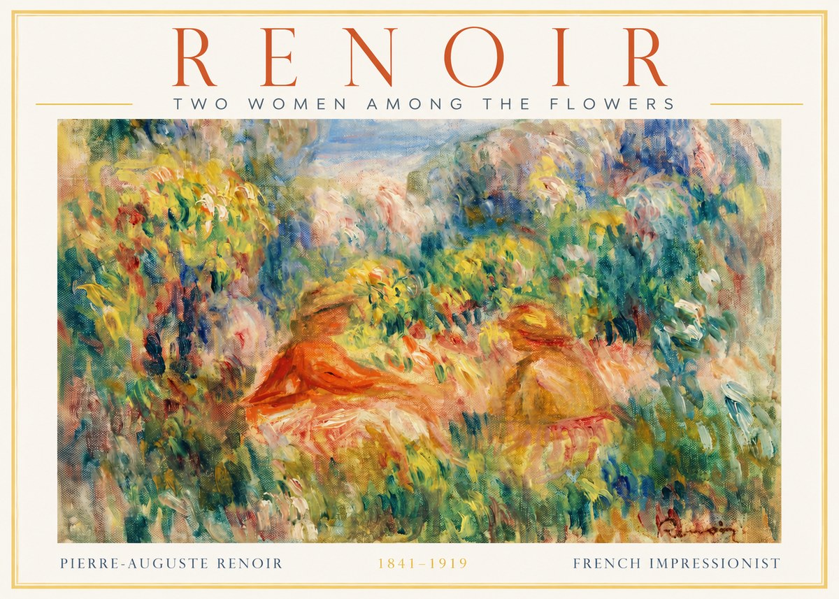 Renoir Two Women Among the Flowers No2 - Affiche