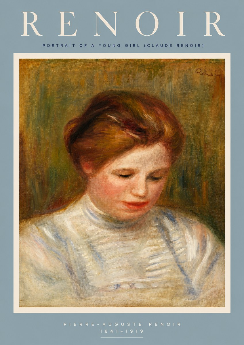 Renoir Portrait of a Young Girl (Claude Renoir) No2 - Affiche