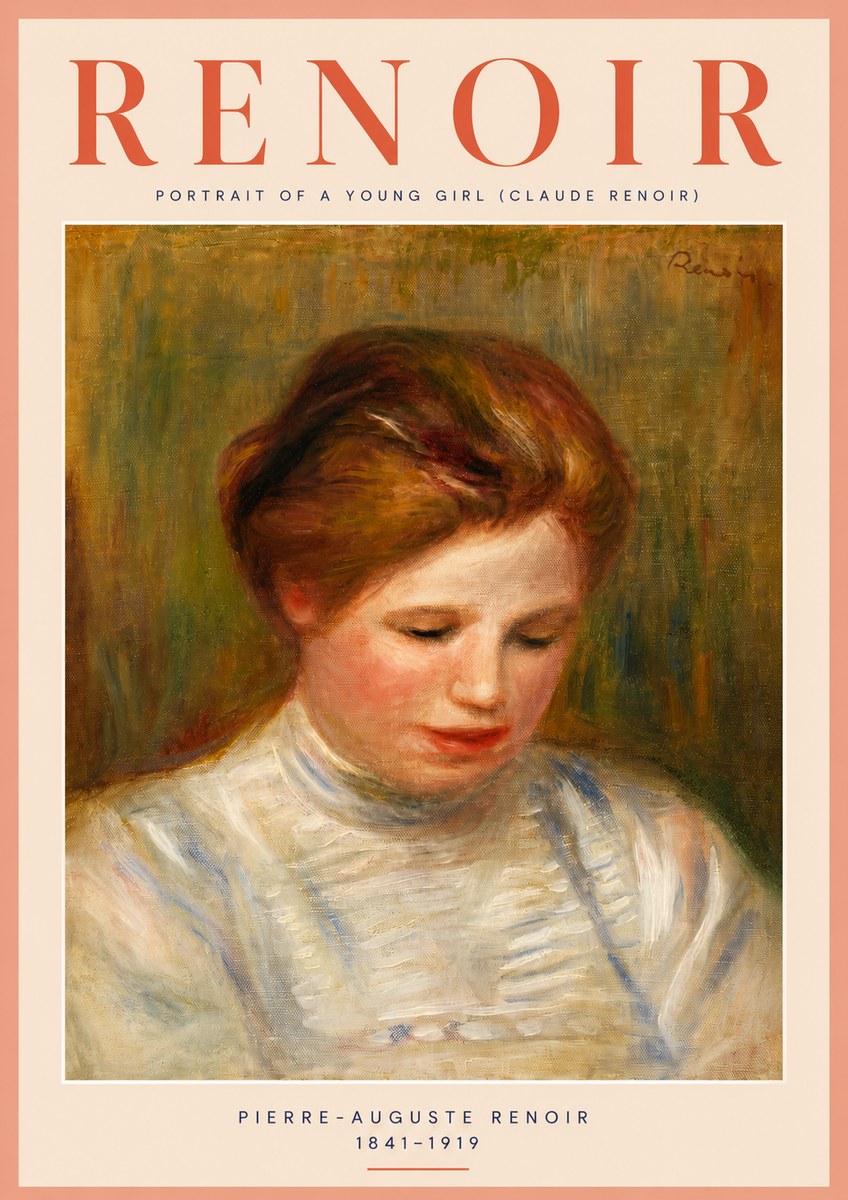 Renoir Portrait of a Young Girl (Claude Renoir) No4 - Affiche