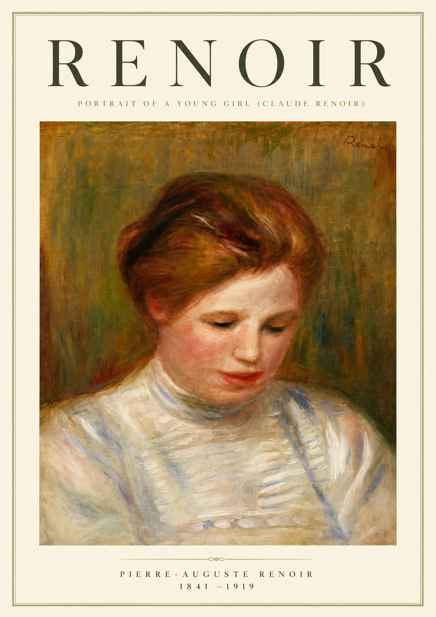 Renoir Portrait of a Young Girl (Claude Renoir) No5 - Affiche