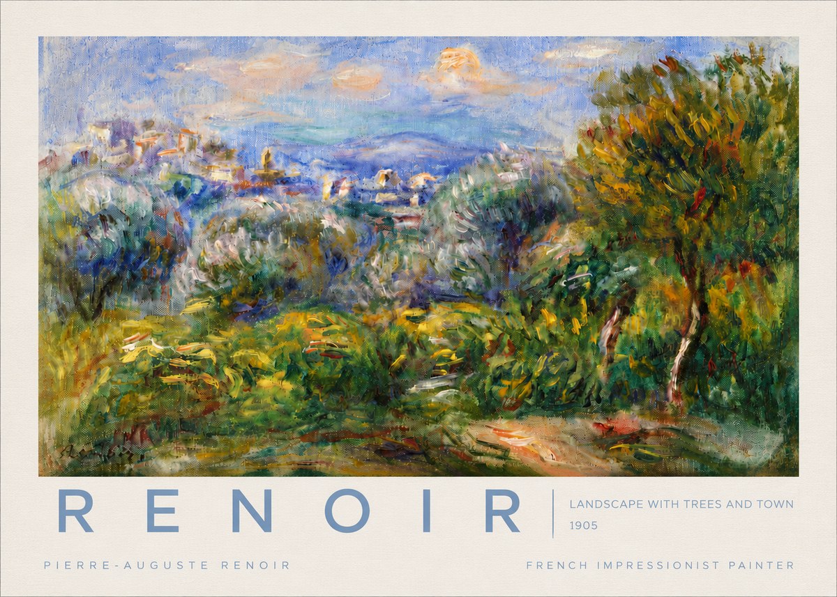 Renoir Landscape with Trees and Town No4 - Affiche