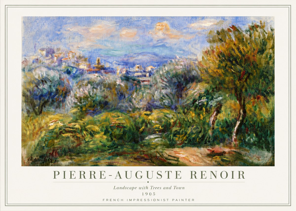 Renoir Landscape with Trees and Town No6 - Affiche